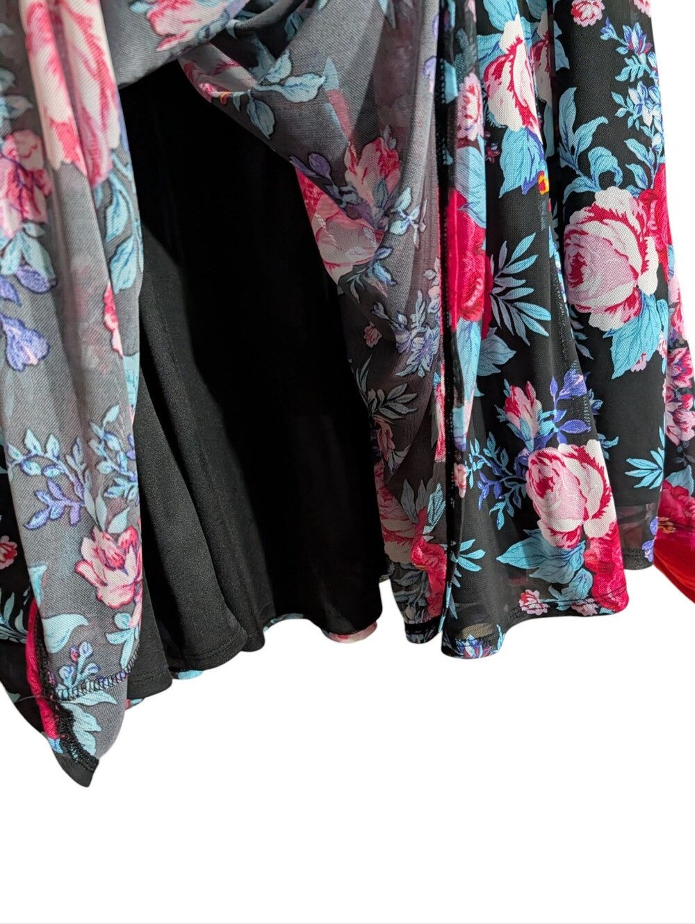 Torrid Size 4 Black Floral Mesh Babydoll Dress Pockets Cottagecore Plus Size - Picture 5 of 9